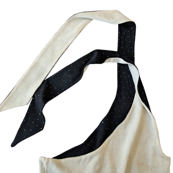 St. John Evening by Marie Gray Vintage Black Knit One Shoulder Top sz L - Picture 5 of 7